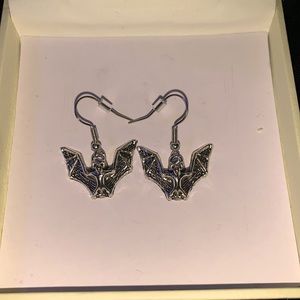 Cute homemade silver bat earrings